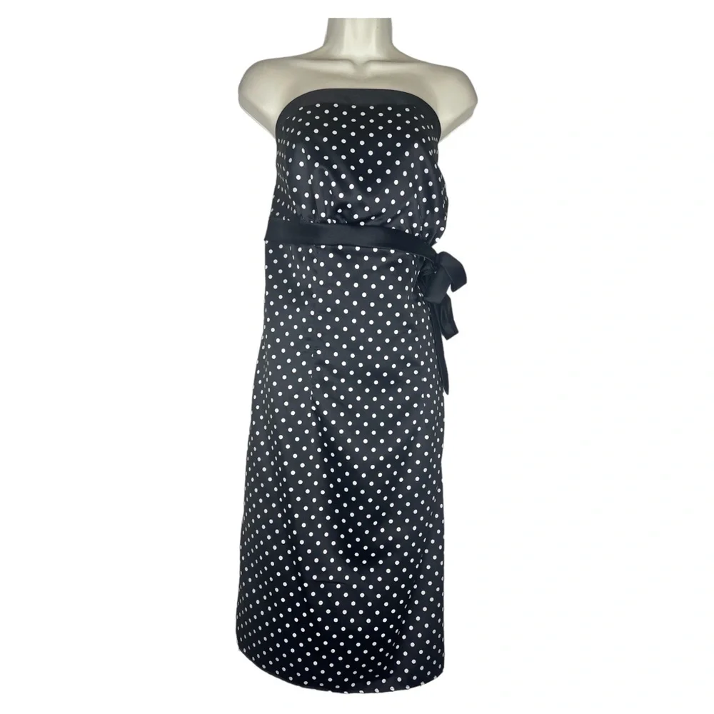 NWT New Torrid Satin Black White Polka dot Strapless Dress Sz 20w - Picture 1 of 5
